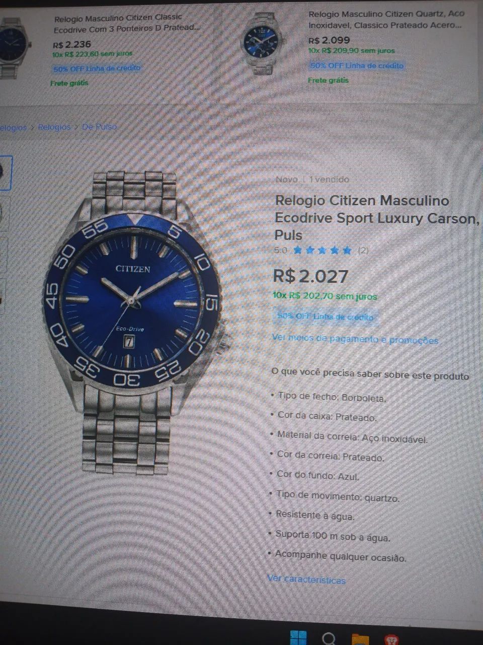 Relogio Citizen Seamaster Azul - Foto 4