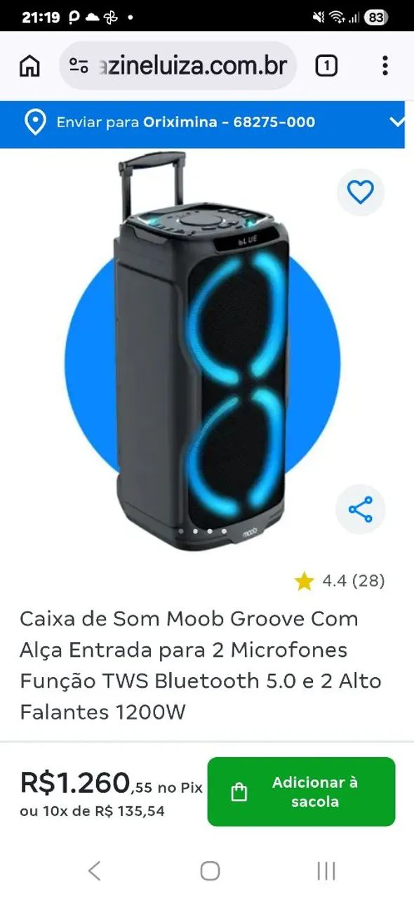 Caixa de som potente.