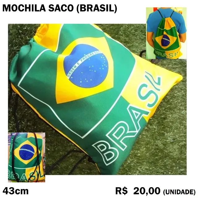 Mochila Saco Brasil Copa do Mundo Verde e Amarelo