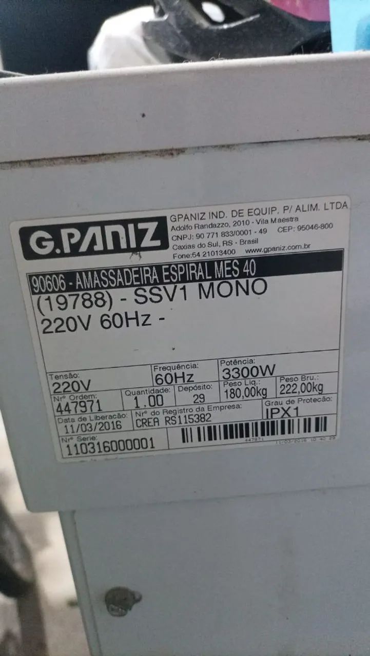 VENDO MASSADEIRA ESPIRAL G.PANIZ MES 40 - EM EXCELENTE ESTADO! - Foto 2
