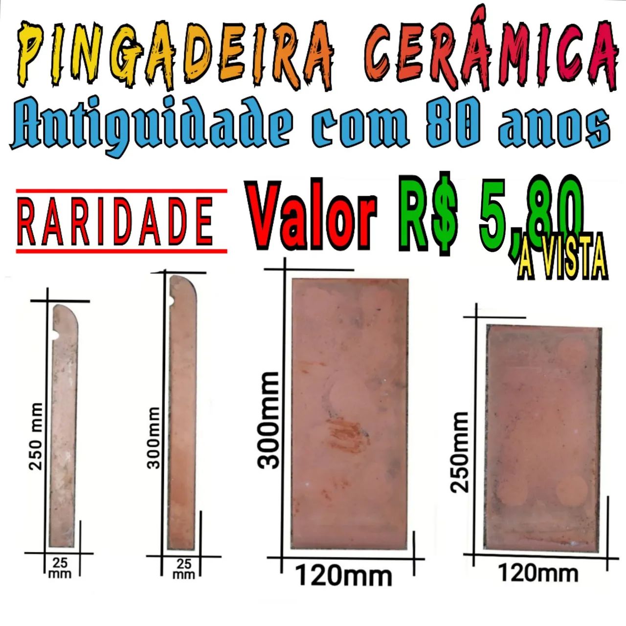 PINGADEIRAS CERÂMICAS ANTIGAS USADAS COM MAIS DE 100 ANOS - VENDA DE TODO O LOTE (150 PÇS)