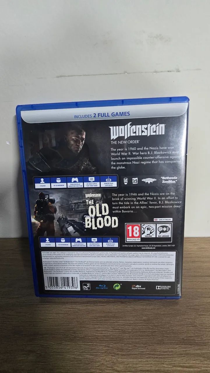 WOLFEINSTEIN THE NEW ORDER E OLD BLOOD PACK - PS4 GAME RARO - Foto 2