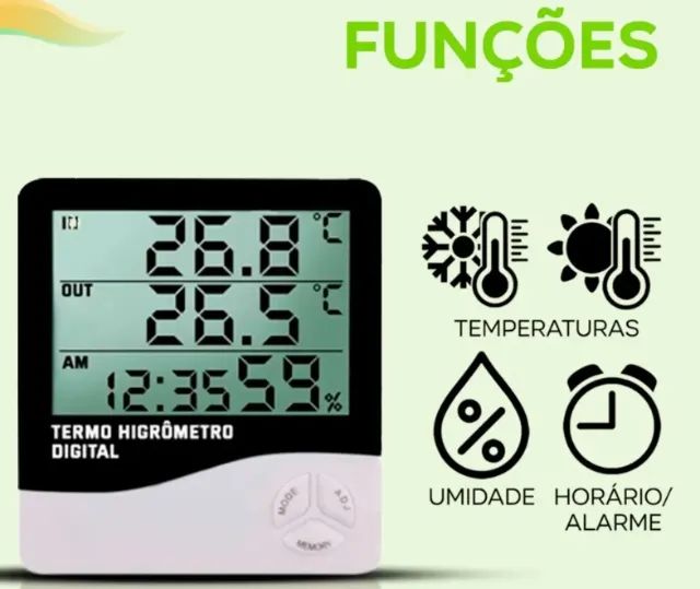 Termo Higrômetro Sensor De Temperatura E Umidade Digital - Foto 3