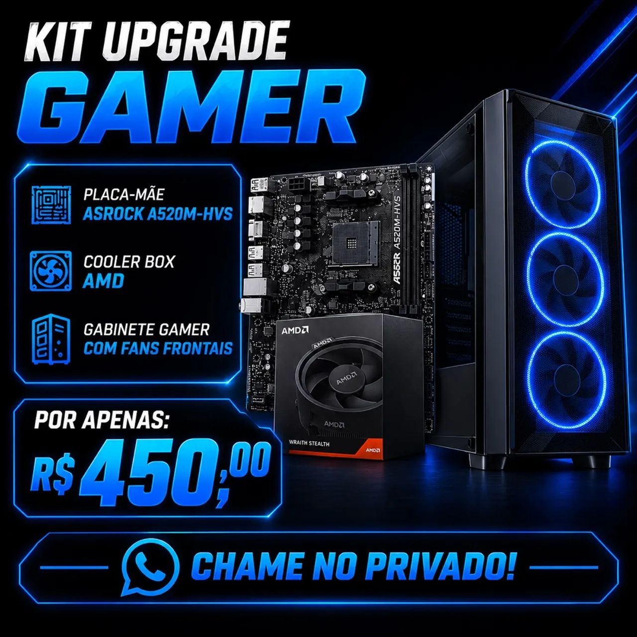 Gabinete, placa mãe e cooler box