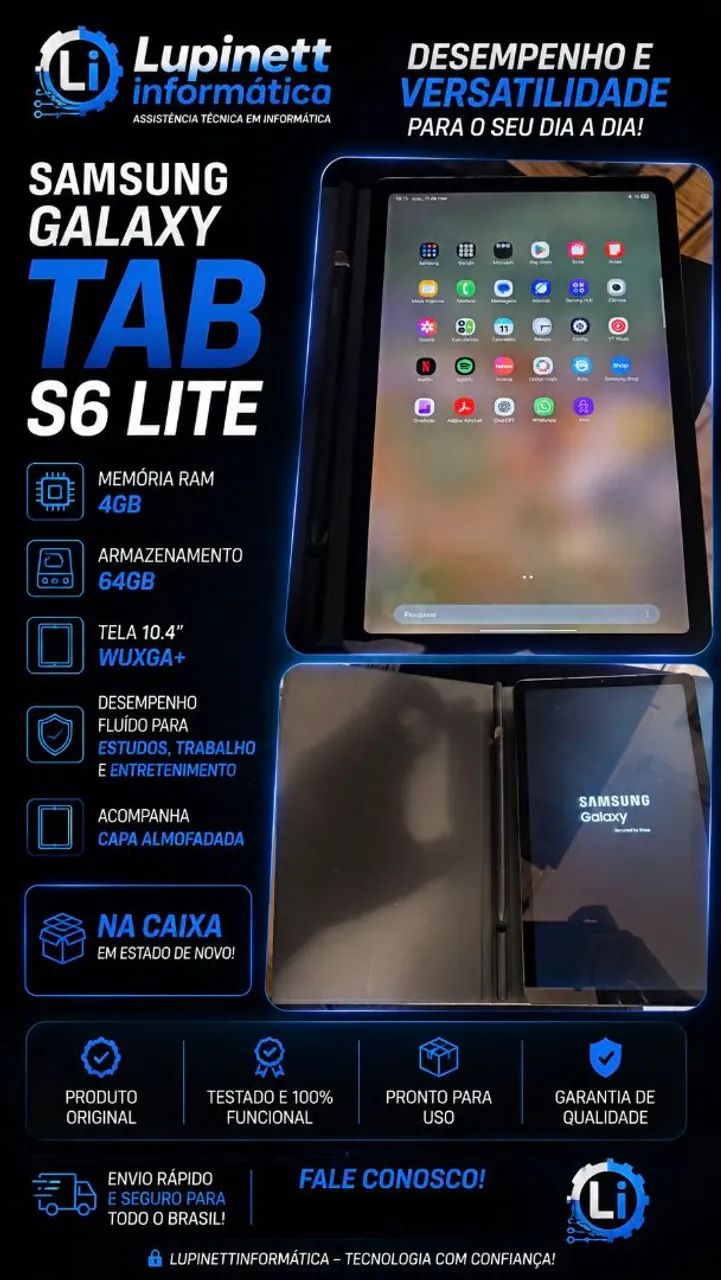 Tablet Samsung Galaxy TAB S6 Lite 64gb impecável 