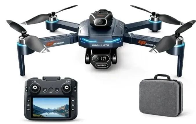 Drone controle com tela estabilizador sensor de obstáculo câmera 4K duas baterias maleta