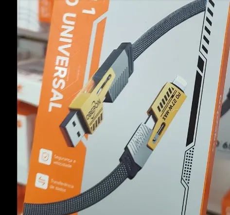 Cabo Universal 4 em 1 Oberon 65W PD | USB, USB-C e Lightning | 1 Metro - Foto 4
