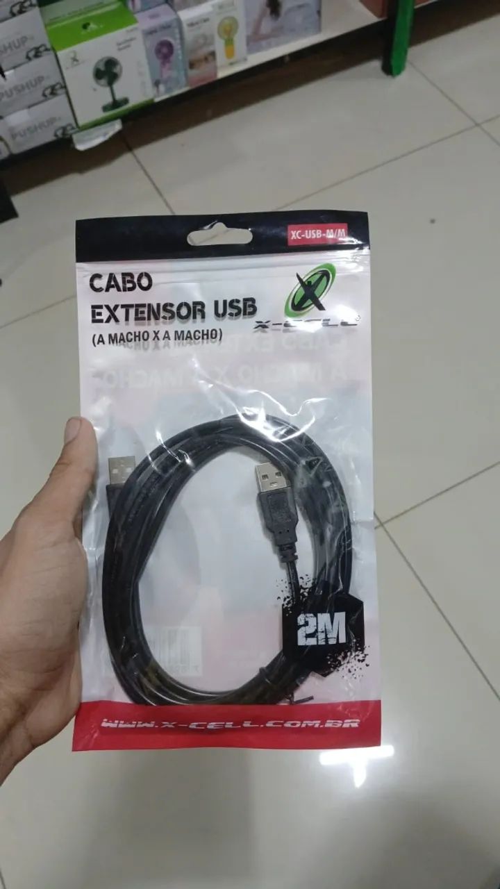 Cabo extensor usb macho x macho de 2m