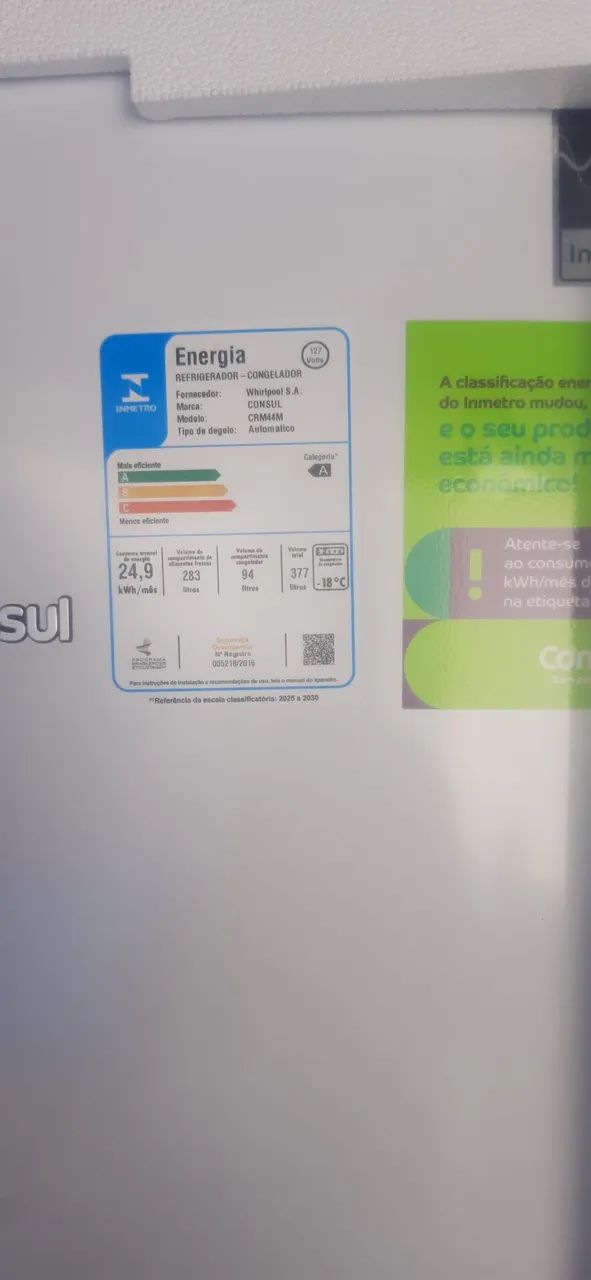 Geladeira Consul frost free inverter 377 L -  (Nova) - Foto 5