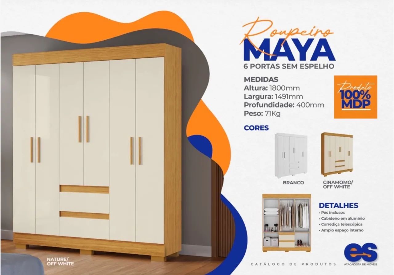 Guarda Roupa Maya 6 Portas  - Foto 5
