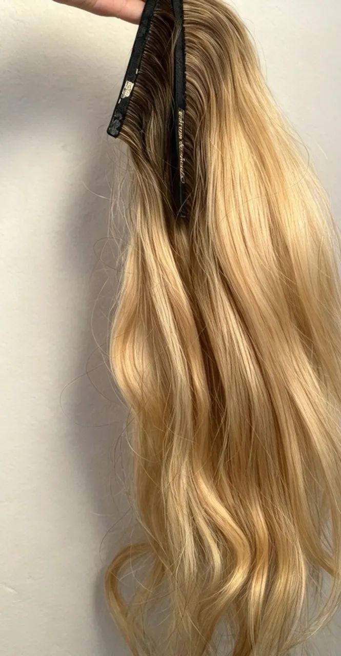 3 telas de cabelo humano loiro 55cm  - Foto 5