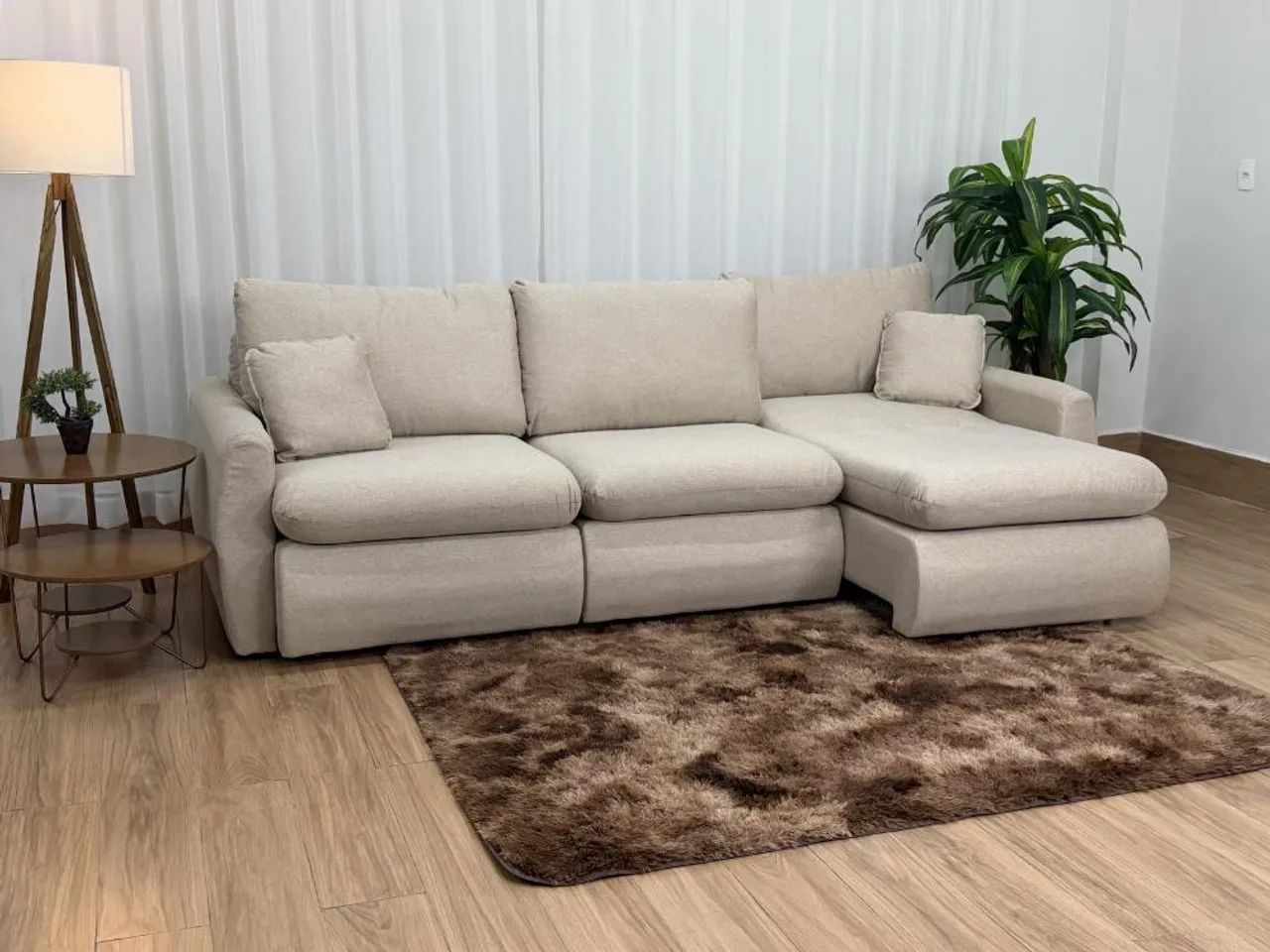 Sofá Cama Retrátil Reclinável Amaranto 2.70m 3 Módulos 80 - Bege Linho - Foto 3