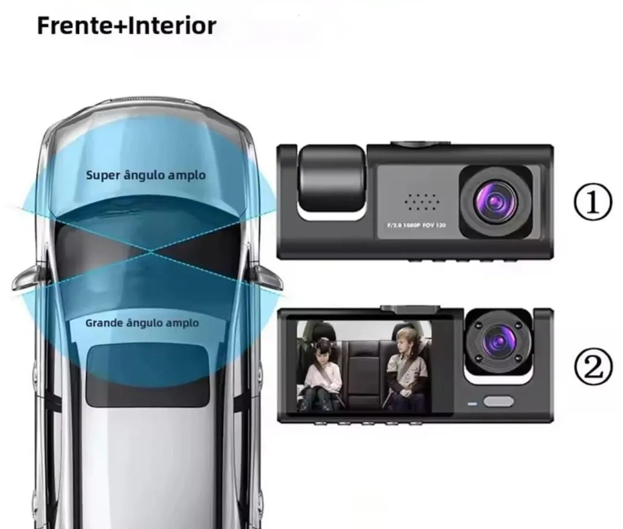 Câmera Dash Cam Veicular Frente e Interior  - Foto 2
