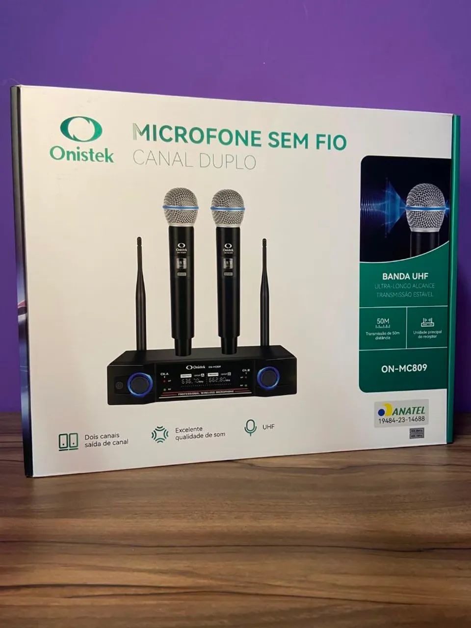 Microfone Sem Fio Onistek ON-MC809 Canal Duplo - Foto 4