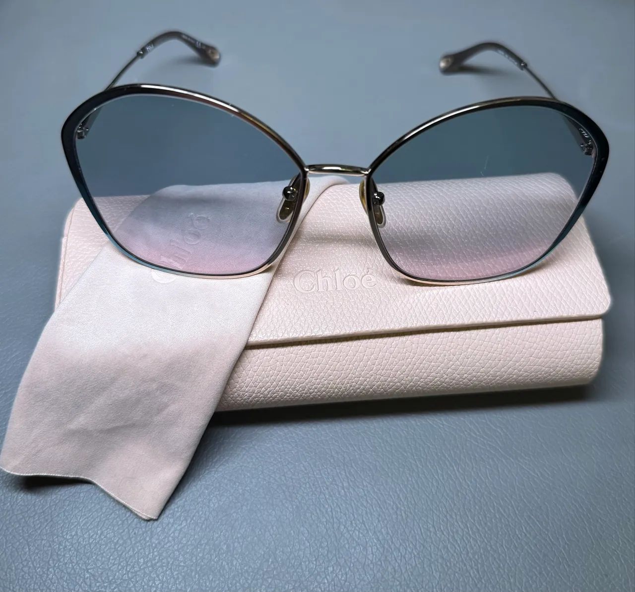Óculos de sol CHLOÉ CH0015S degradê azul - Foto 5
