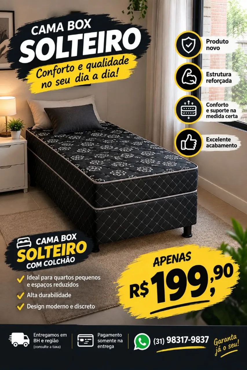 CAMA BOX SOLTEIRO PROMOÇÃO IMPERDÍVEL ?