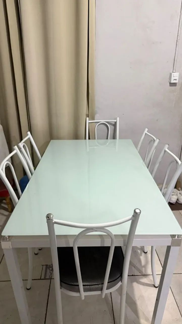 Mesa de vidro c/6 cadeiras - Foto 2