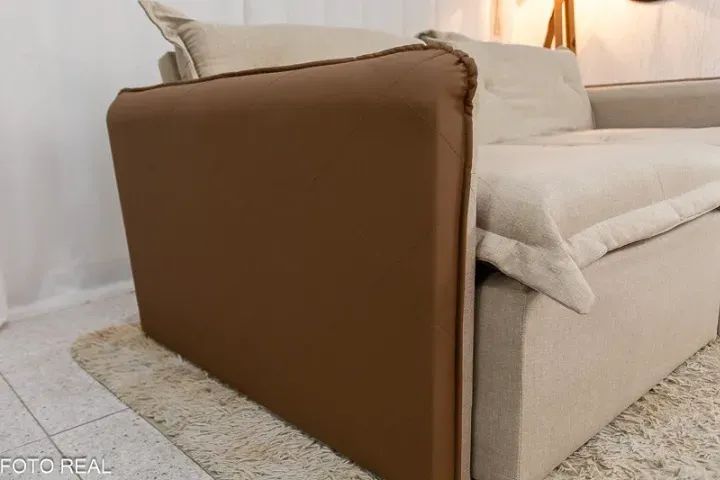 Sofá Cama Linho Retrátil 3 Lugares - Foto 2