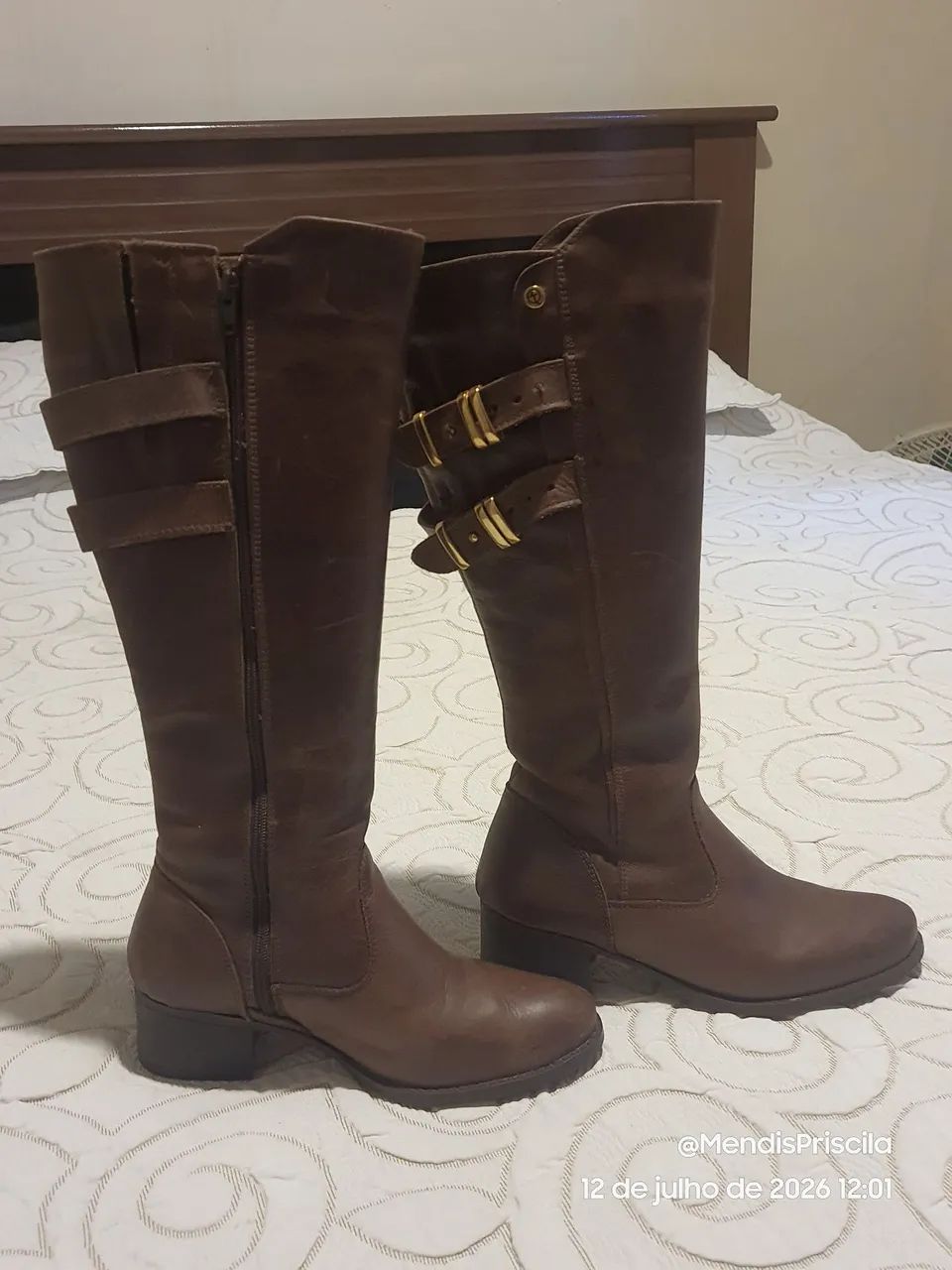 Bota Marrom Cano Alto - Foto 4