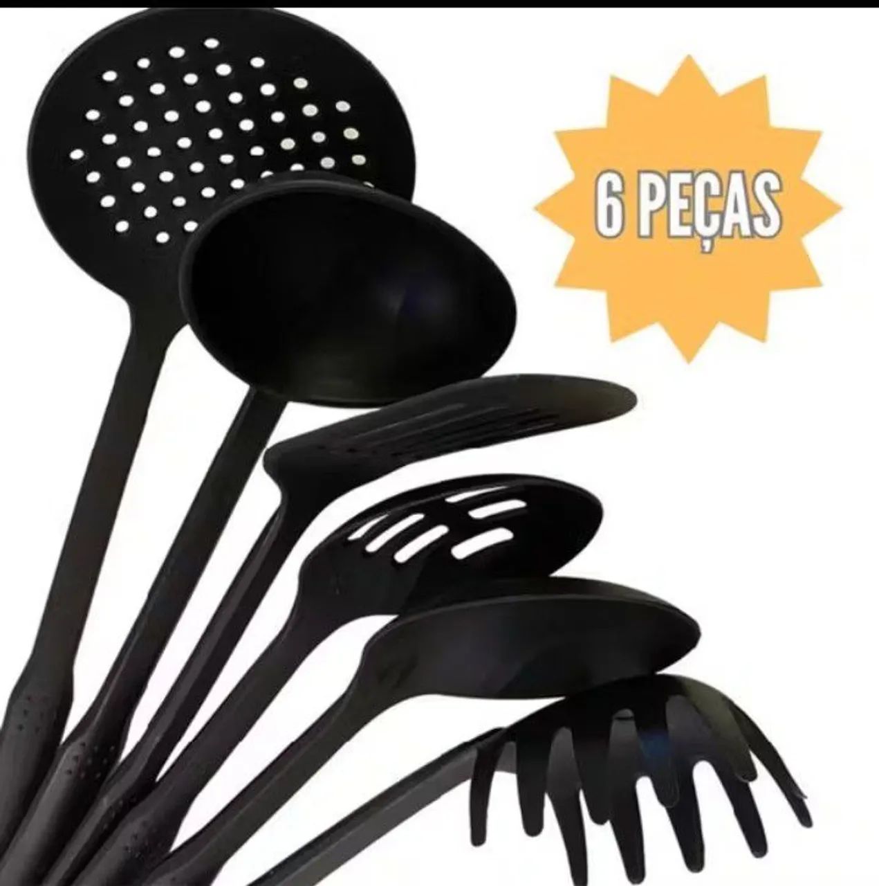 Kit  6 Utensílios de Cozinha Preto  - Foto 3