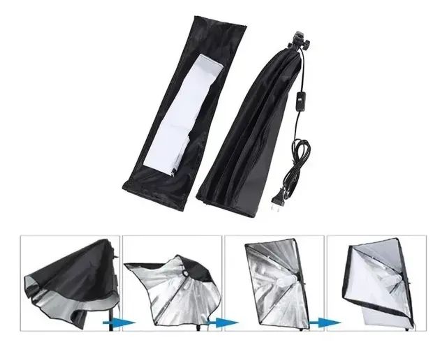 Kit Luz Softbox 50x70 Cm Contínua + Tripé 2m E27 Estúdio - Foto 3