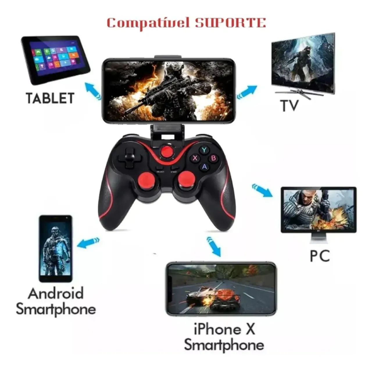 Controle Gamepad Joystick Celular Bluetooth Android Jogos Pc - Foto 3