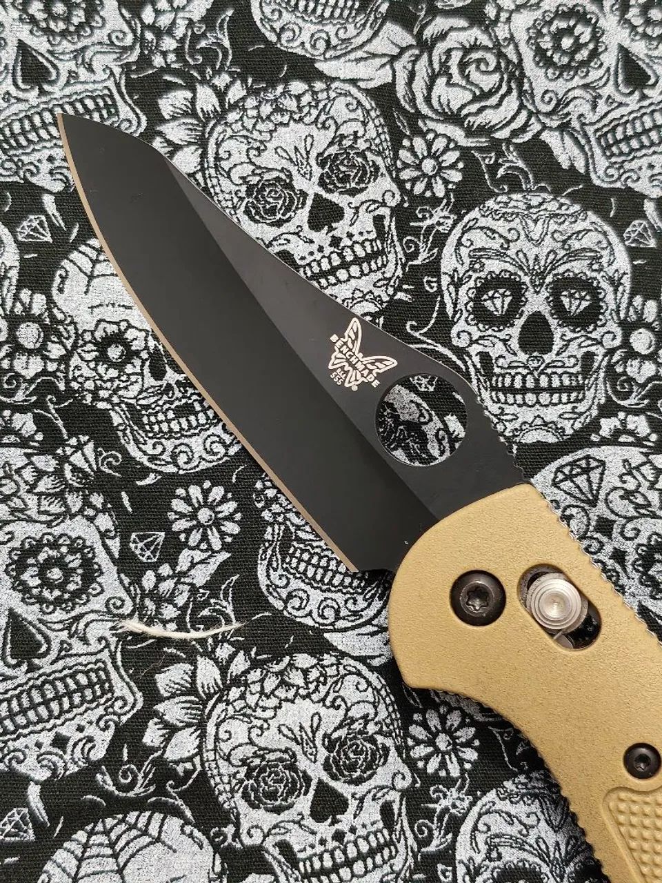 Canivete Benchmade Mini Griptilian #555BKHGSN Black Sheepsfoot Blade Plain,Sand Handle USA - Foto 4