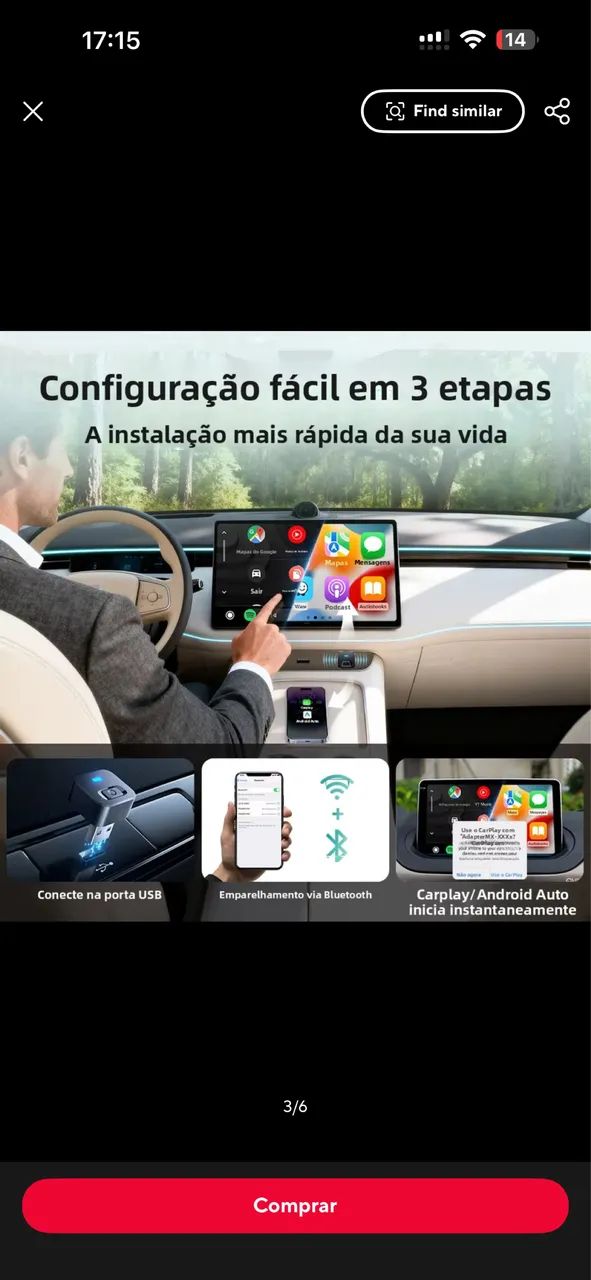 Adaptador Ottocast Android Auto e Apple Carplay sem fio