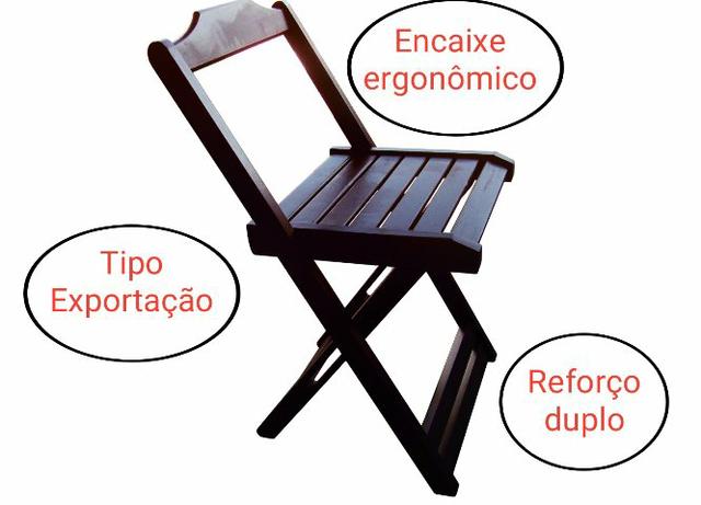 JG Cadeiras Novas Premium (04 und) p/ Mesa Madeira dobrável Cadeira Reforçada - Foto 3