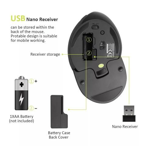 Mouse Sem Fio Vertical Ergonômico Delux M618+ - Foto 6