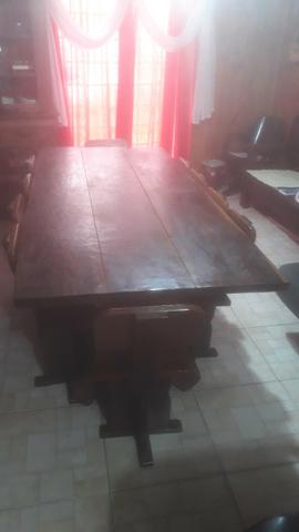 Mesa Rustica Madeira + 10 Cadeiras