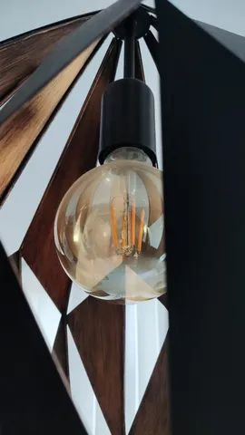 Luminária em Meta Preta e Cobre com Lâmpada Âmbar  - Foto 5