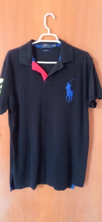 Polo Ralph Lauren Custom Fit L/G - preta  e Vermelho - Foto 3