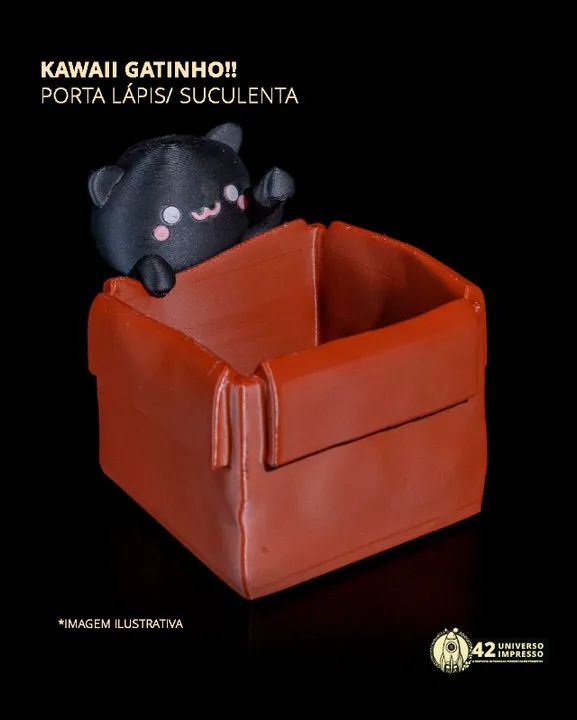 Caixa de Suculenta/ Porta Lápis Kawaii Gatinho!! - Foto 6