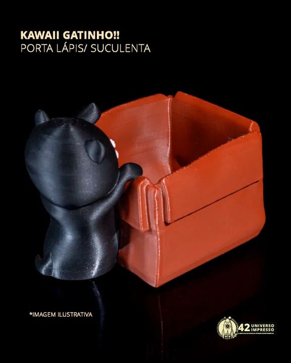 Caixa de Suculenta/ Porta Lápis Kawaii Gatinho!! - Foto 2
