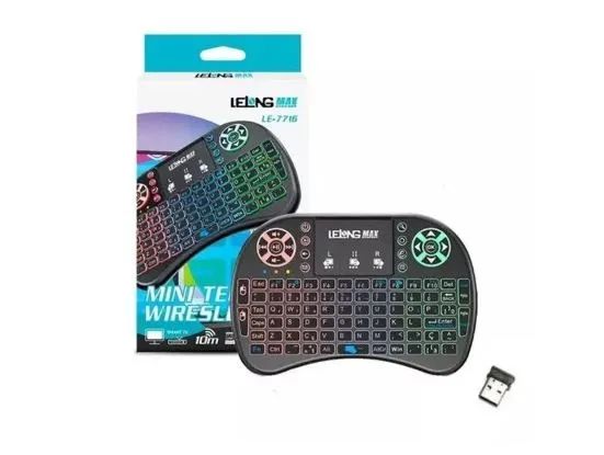 Mini teclado sem fio com led wireless 10m alcance le7716 - LELONG