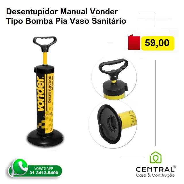 Desentupidor manual, tipo bomba, Vonder