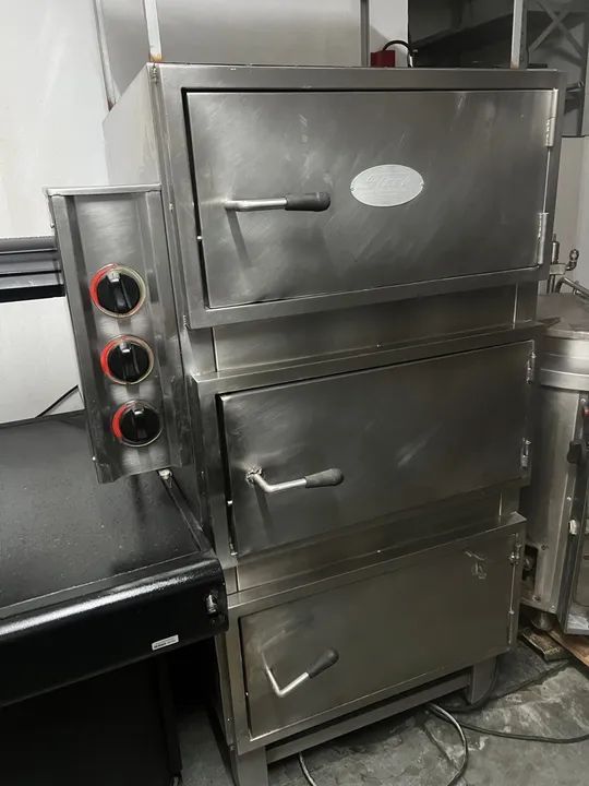 Forno industrial lastro a gás stell aço inox 3 sessão parcelamos em até 12x 