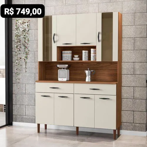 Armário de Cozinha Branco com 8 Portas