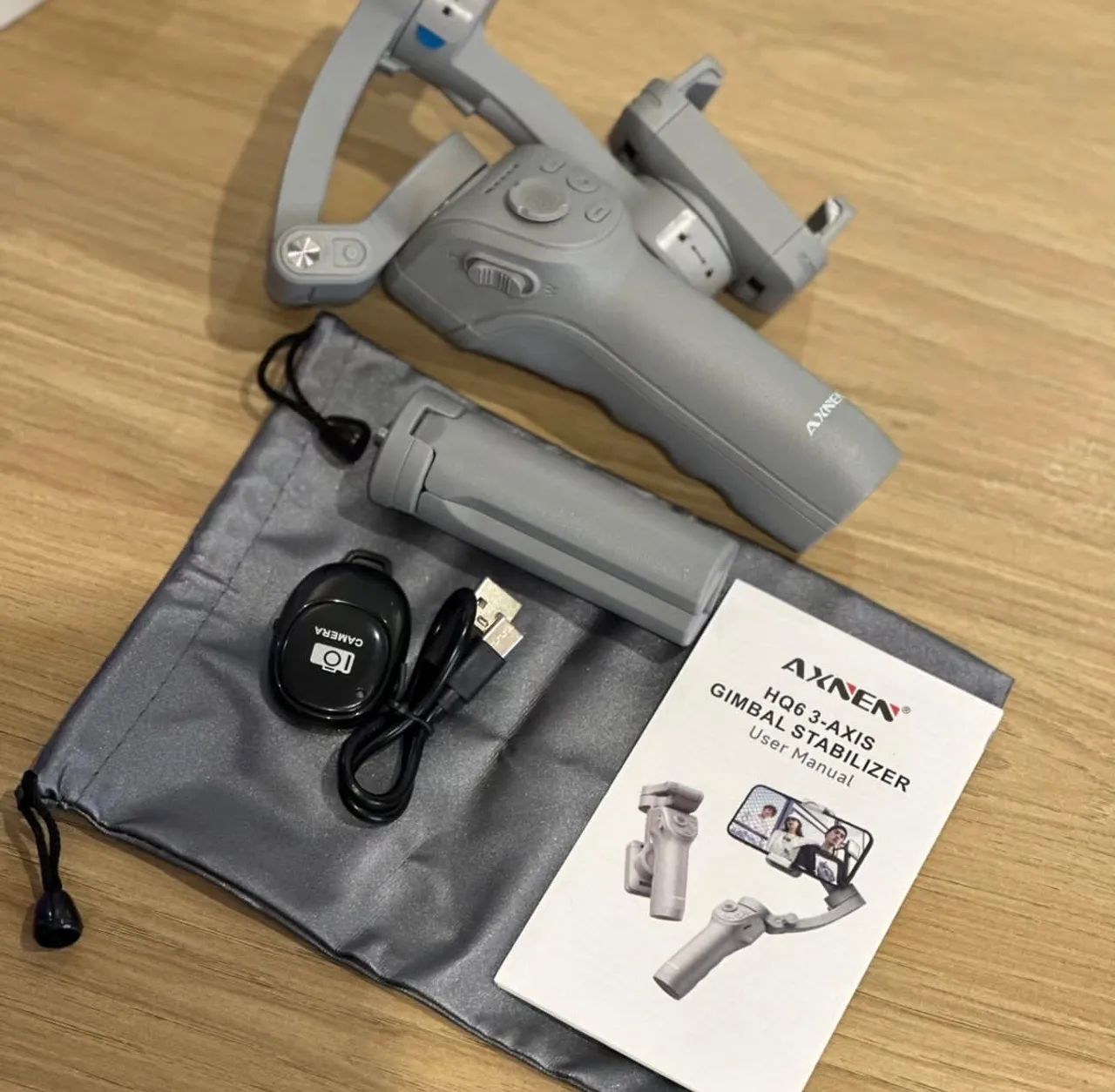 Gimbal Estabilizador Para Celular Axnen Hq6 3 Eixos Cinza - Foto 2