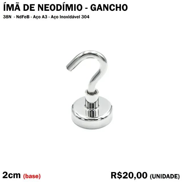 Ímã de Neodímio - Gancho - Suporta até 12kg