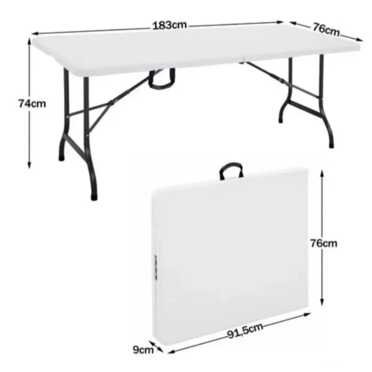 Mesa dobrável 180x74cm nova