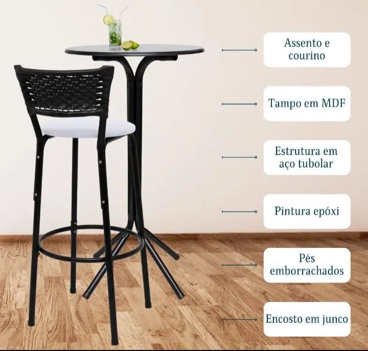 Conjunto Mesa Bistrô Redonda com 2 Banquetas - Foto 4