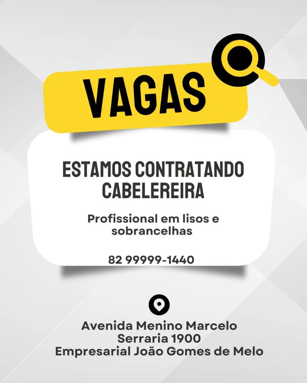 PROFISSIONAL DA BELEZA - VAGA DE EMPREGO