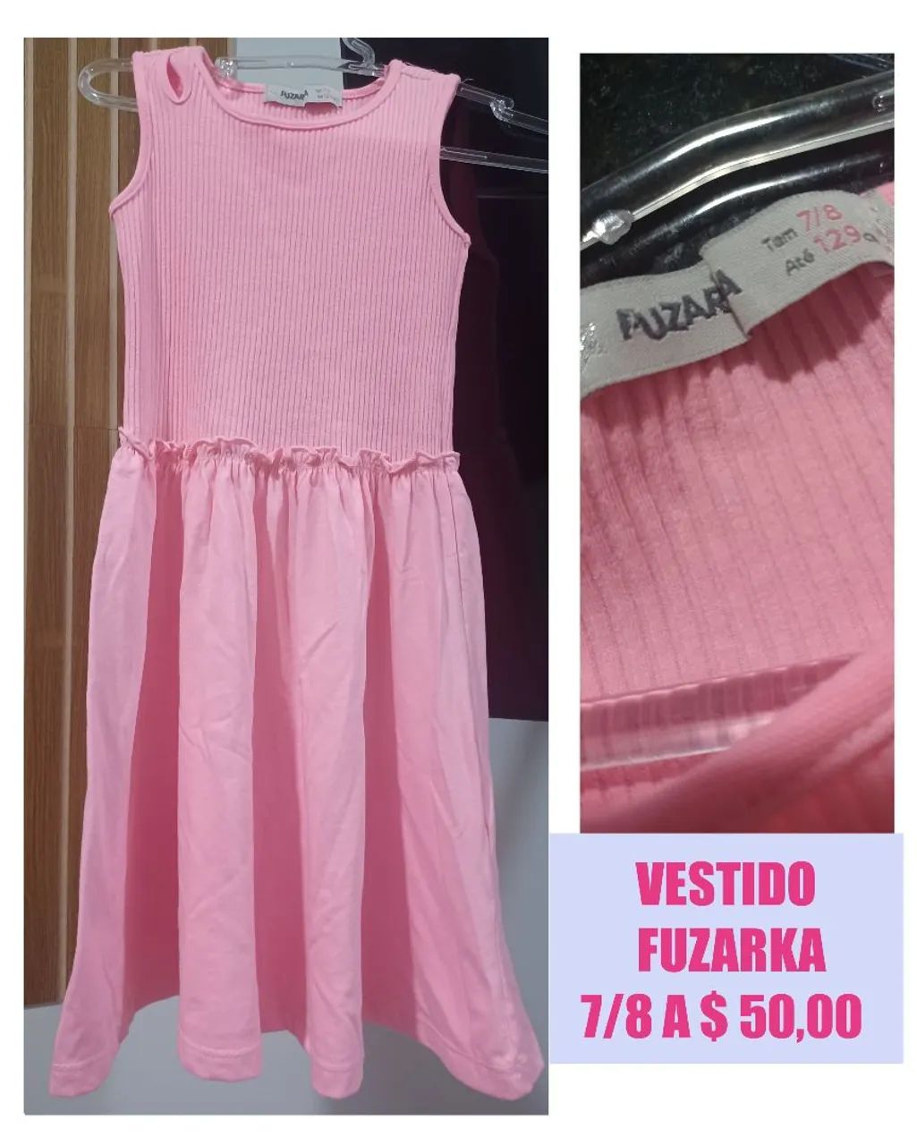Vestido Fuzarka Rosa 7/8