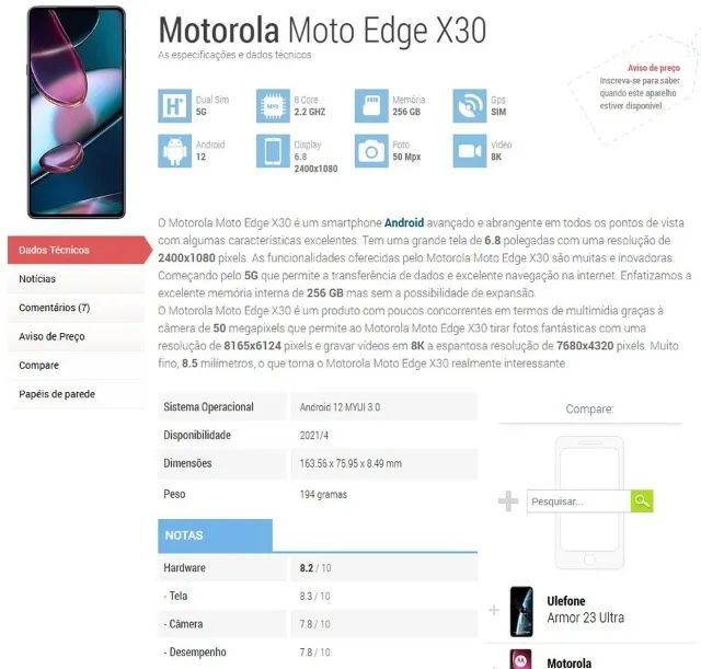 Smatfone Moto Edge X30 256GB, ótimo para jogos pesados - Foto 2