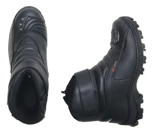 Bota Motociclista Couro Bovino Zíper Velcro Palmilha P.u Gel  - Foto 3