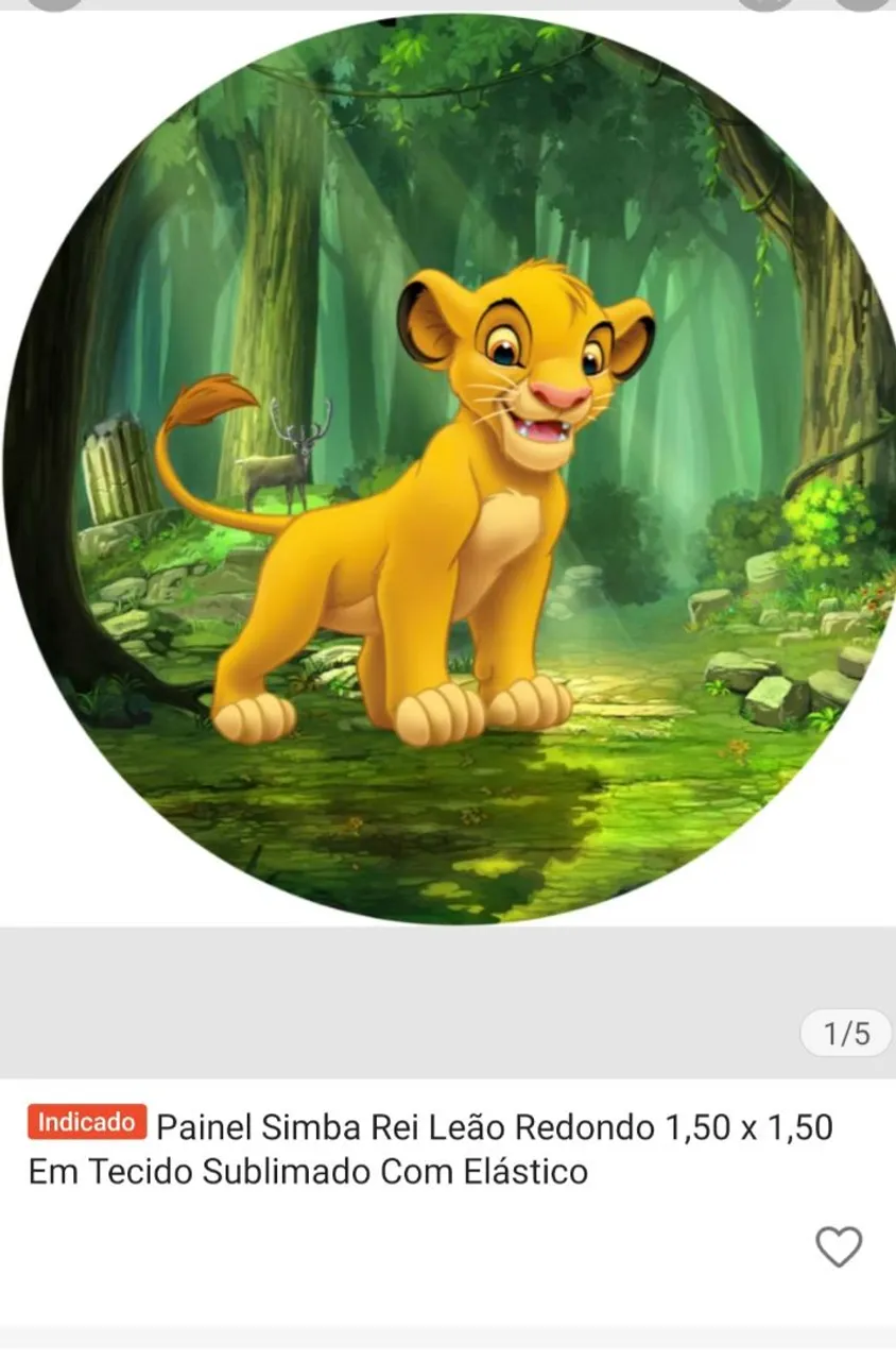Painel de Aniversário Simba Rei Leão Redondo 1,50x1,50