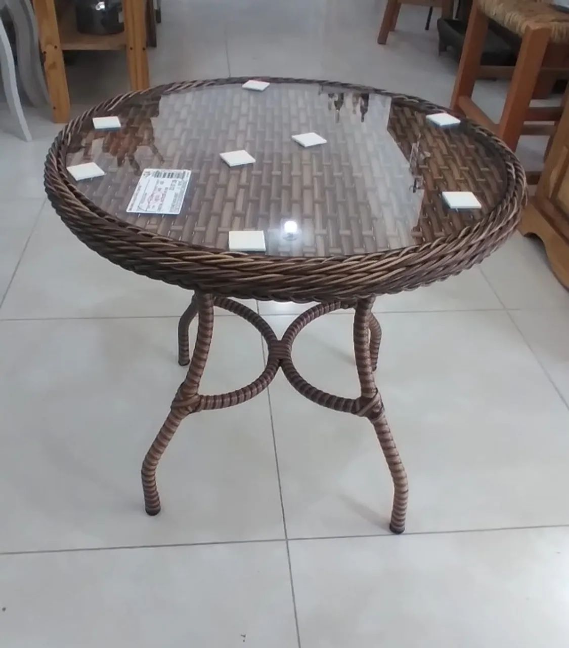 Mesa de Centro Ferro/fibra/com tampo de vidro - Foto 4