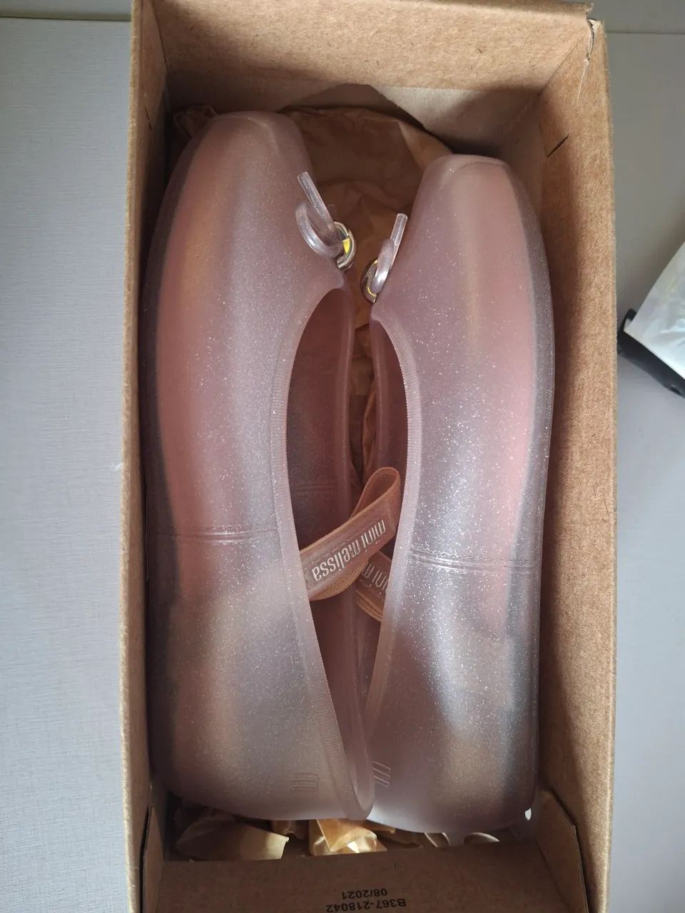 Sapatilhas Mini Melissa Bailarina Glitter Rosa Bebê - Foto 3